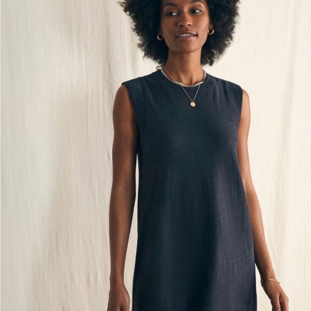 Feathery unwashed Black Sleeveless Dress - Organic Cotton - New with tags!!